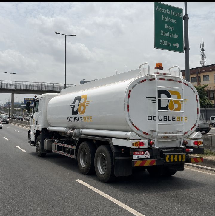 Diesel delivery truck on route in Lagos